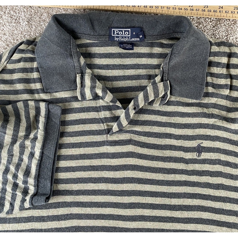 Polo Ralph Lauren Green Striped Polo Mens 2XB Preppy Soft Cotton Pony Casual